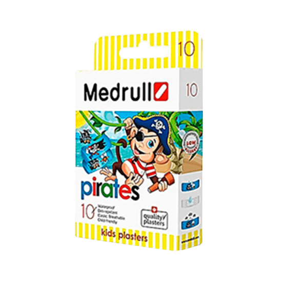 Набір дитячих пластирів Medrull "Pirates", на полімерній основі, 5.7х2.5см, 10 шт.