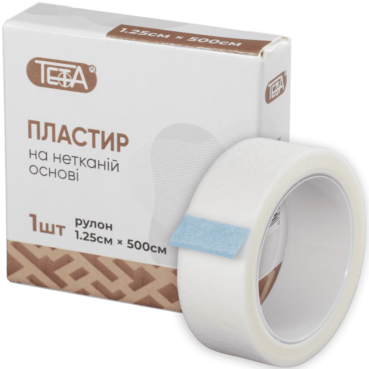 Пластир медичний в рулоні Тета, на нетканій основі, 1.25х500см, білий.