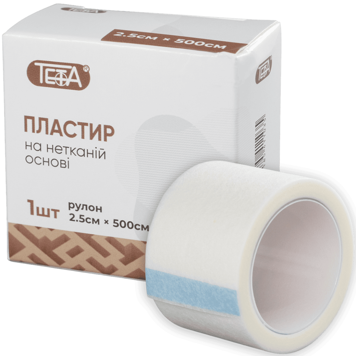 Пластир медичний в рулоні Тета, на нетканій основі, білий, 2.5х500см, білий.