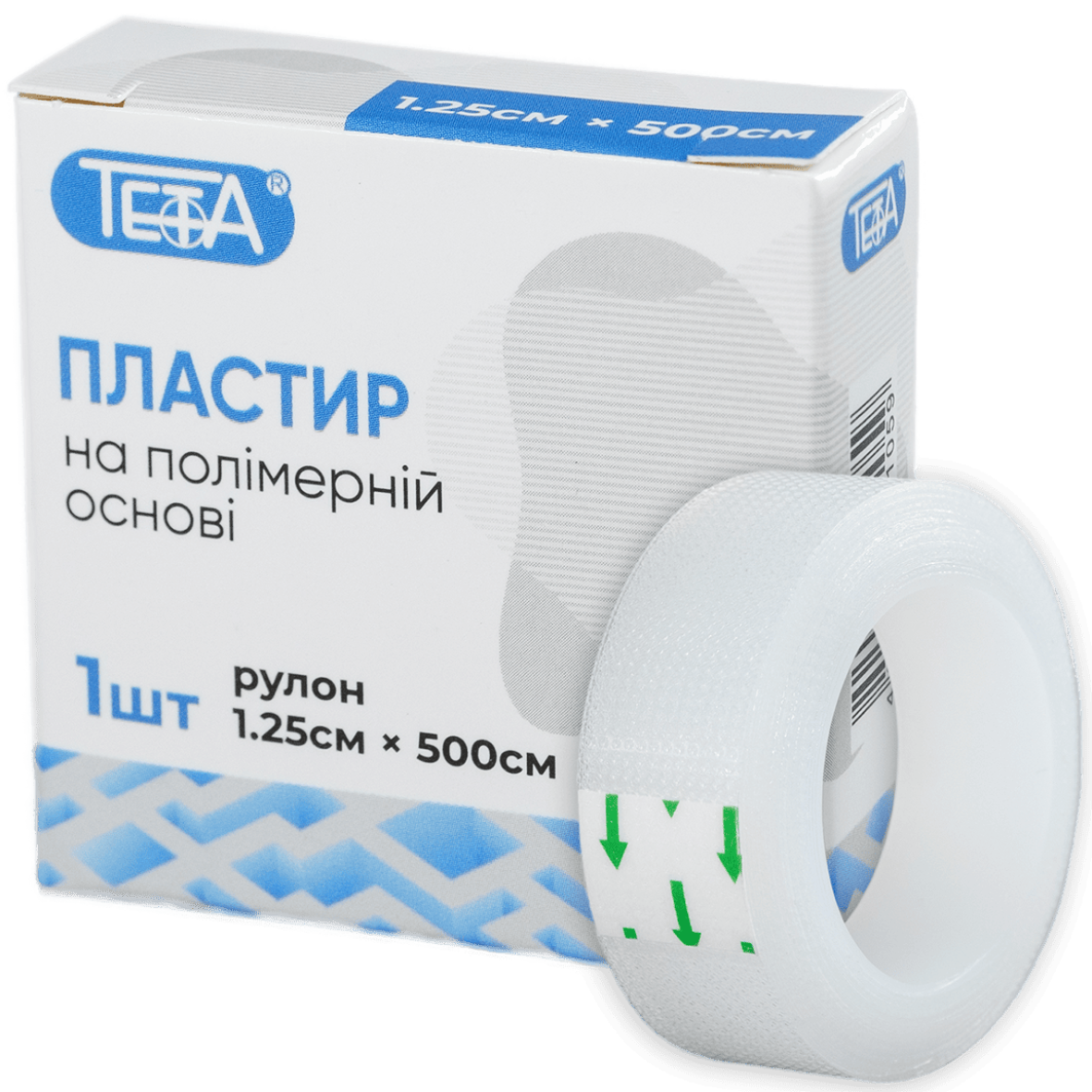 Пластир медичний в рулоні Тета, на полімерній основі, 1.25х500см, білий.