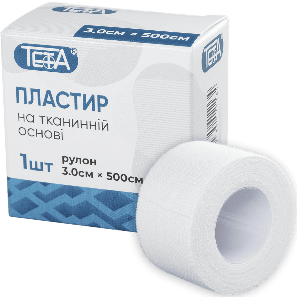 Пластир медичний в рулоні Тета, на тканинній основі, 3.0х500см, білий.