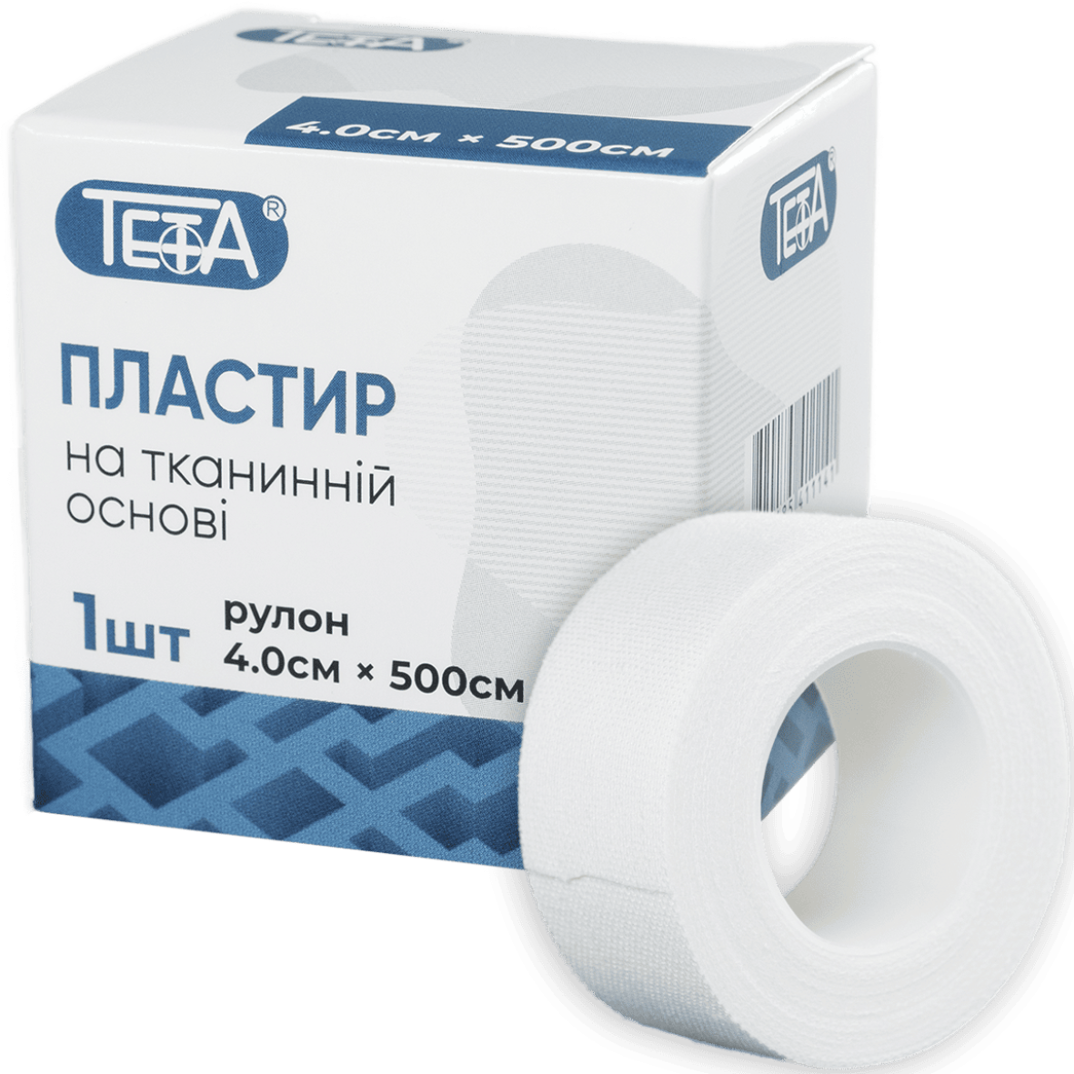 Пластир медичний в рулоні Тета, на тканинній основі, 4.0х500см, білий.