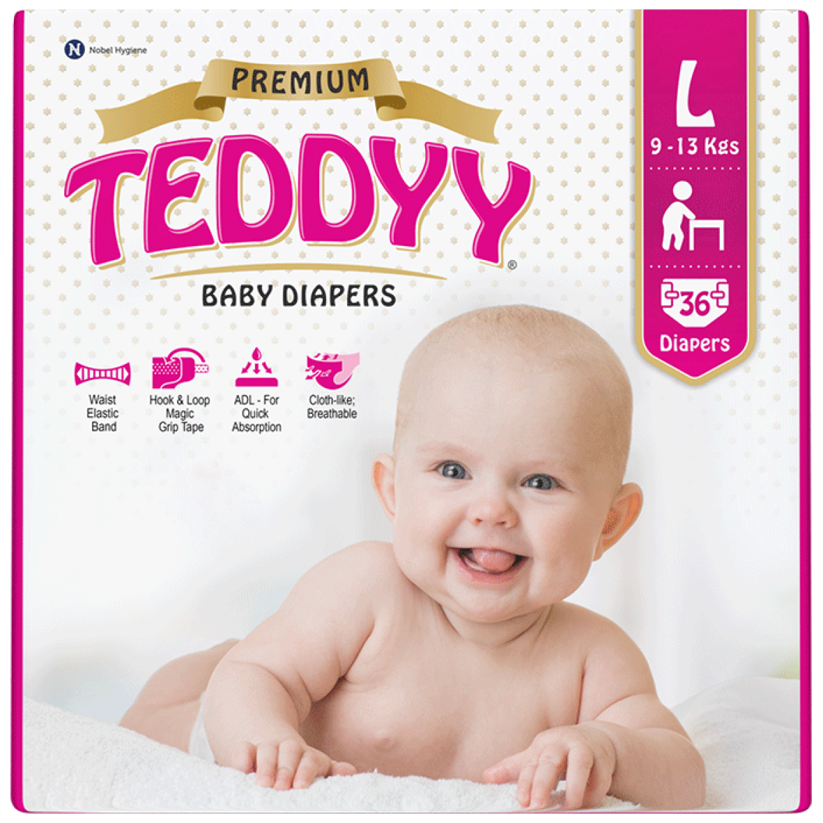 Підгузки дитячі Teddyy Tape Style, розмір L, 36 шт