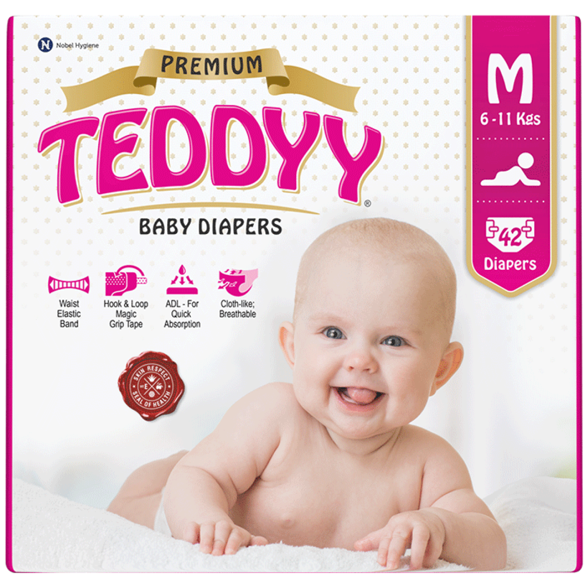 Підгузки дитячі Teddyy Tape Style, розмір М, 42 шт