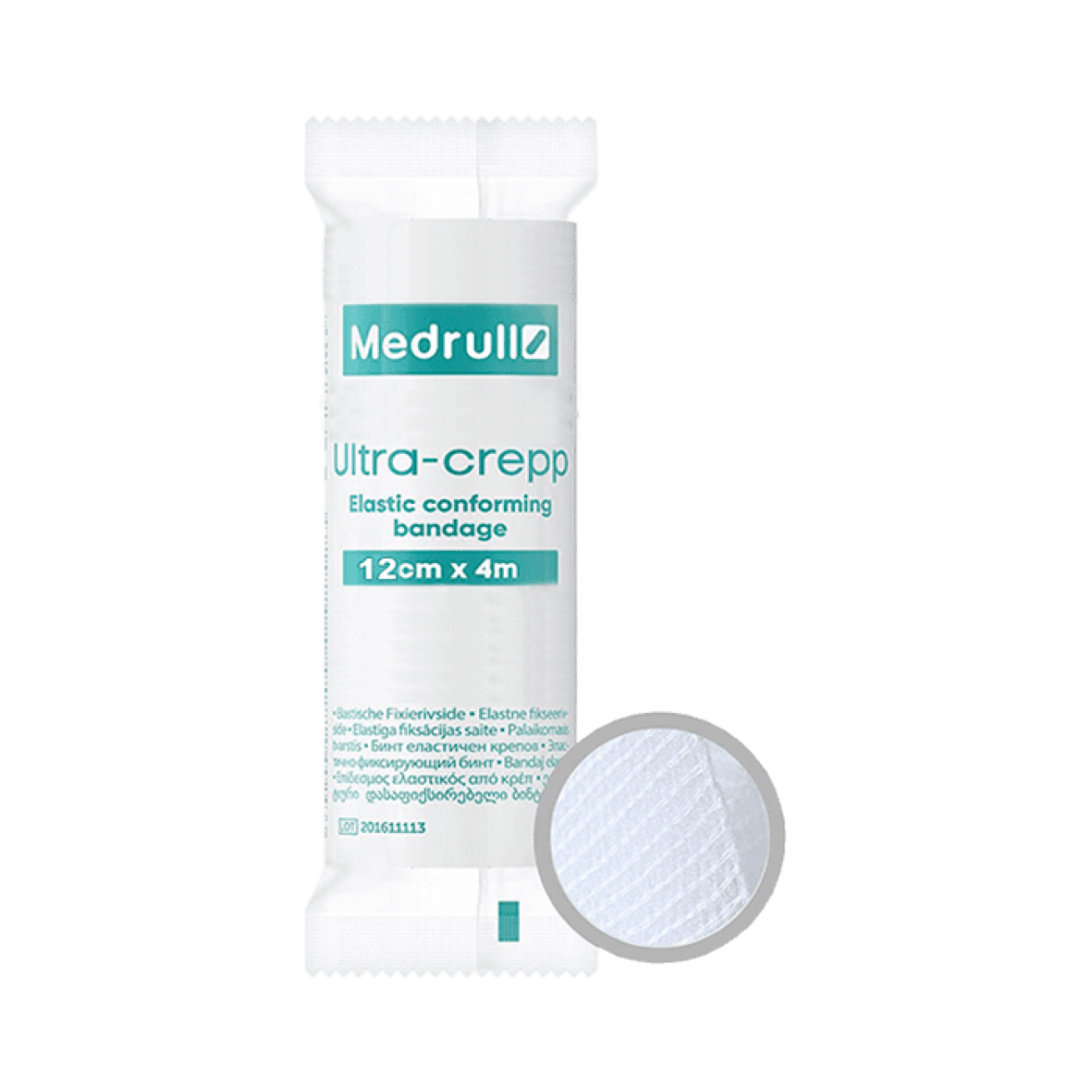 Бинт медичний еластично-фіксуючий Medrull Ultra-crepp, розмір 12см × 4м