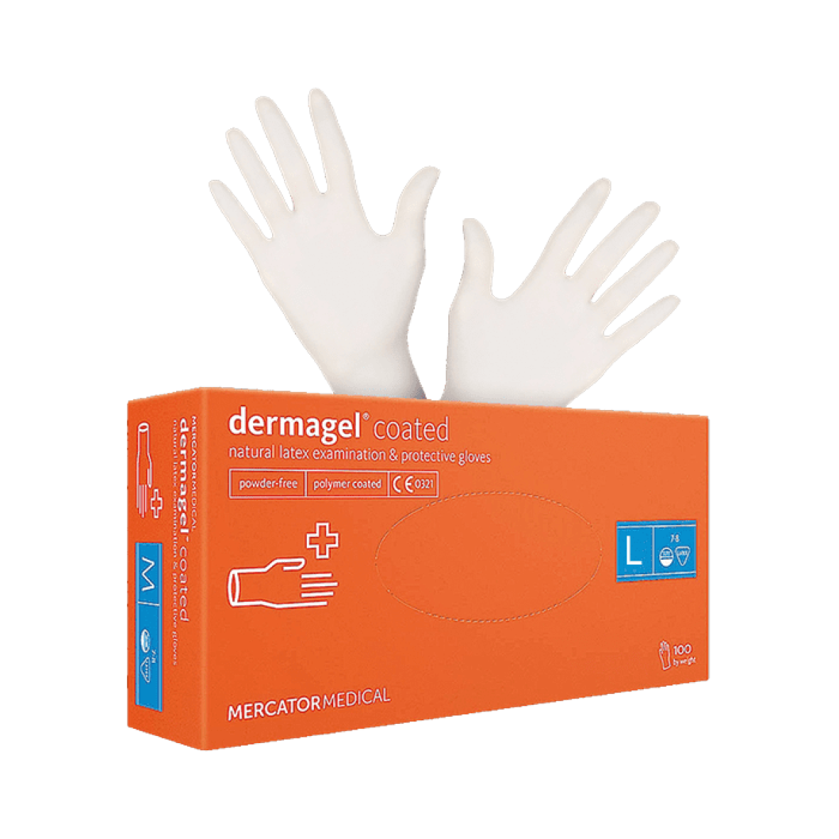 Рукавиці оглядові латексні текстуровані неприпудрені нестерильні DermaGel (розмір L)