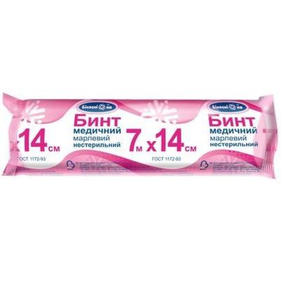 Бинт нестерильний 7м × 14см "Білосніжка"